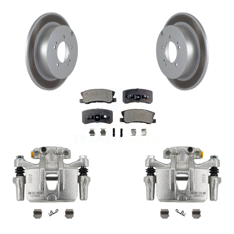 Rear Disc Brake Caliper Coat Rotor Semi-Metallic Pad Kit For Mitsubishi Lancer Outlander KCG-100048P