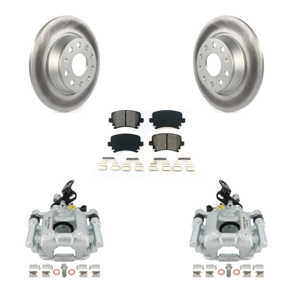 Rear Disc Brake Caliper Coated Rotors And Semi-Metallic Pads Kit For Audi A3 Volkswagen Eos Quattro With 282mm Diameter Rotor KCG-100048S by Transit Auto