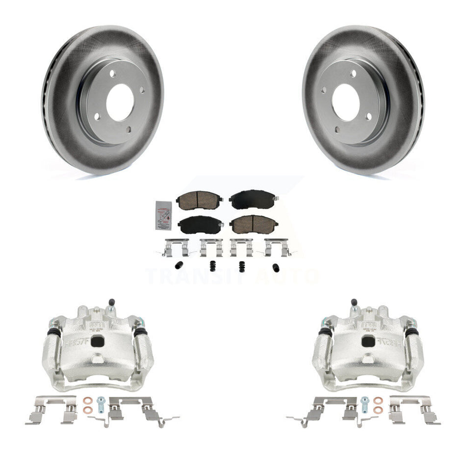 Front Disc Brake Caliper Coated Rotors And Ceramic Pads Kit For Nissan Versa KCG-100050N