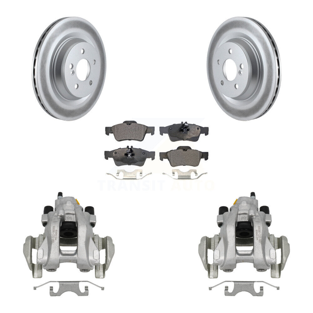 Rear Disc Brake Caliper Coated Rotors And Semi-Metallic Pads Kit For Mercedes-Benz S350 KCG-100050P