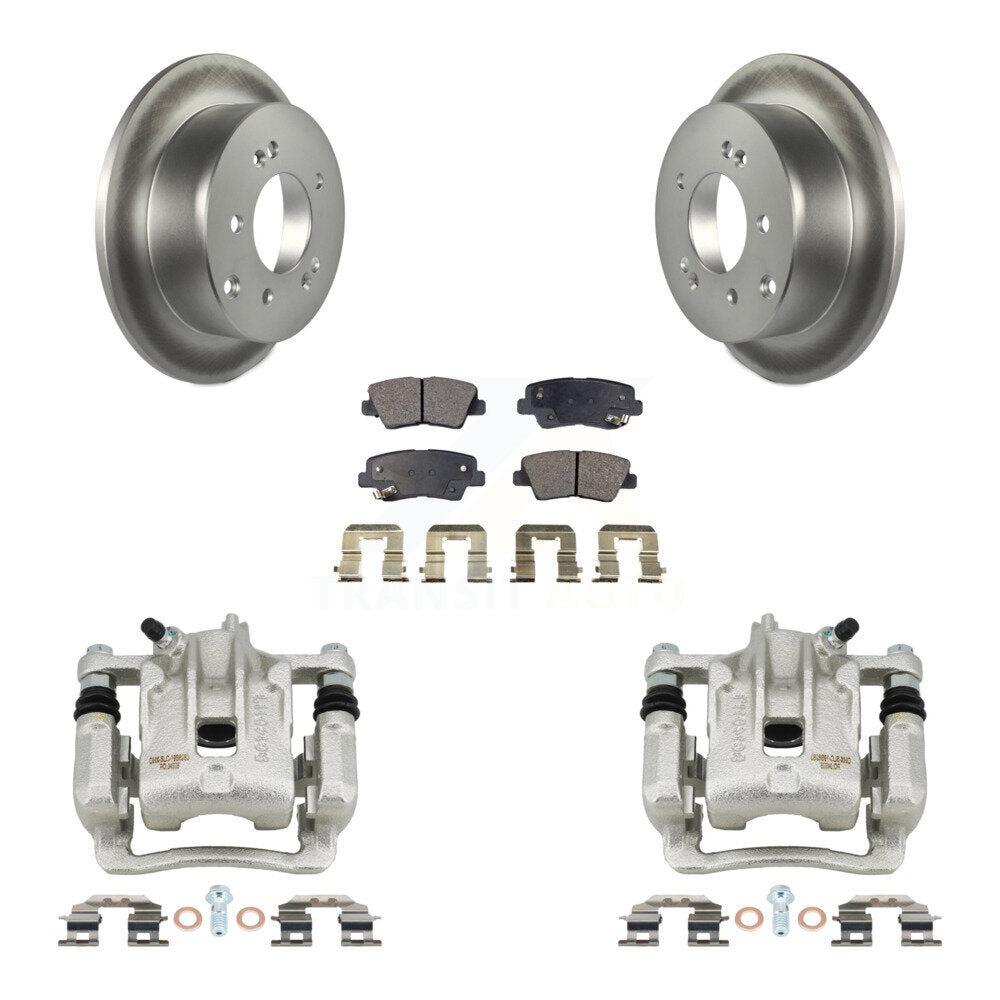 Rear Disc Brake Caliper Coated Rotors And Ceramic Pads Kit For 2010-2013 Kia Soul KCG-100050T