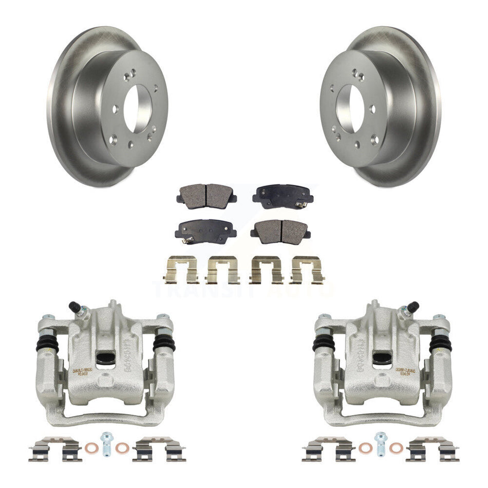 Rear Disc Brake Caliper Coated Rotors And Ceramic Pads Kit For 2010-2013 Kia Soul KCG-100050T