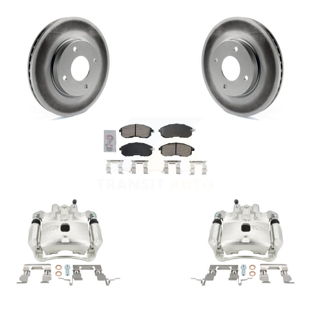 Front Disc Brake Caliper Coated Rotors And Ceramic Pads Kit For Nissan Versa KCG-100051N