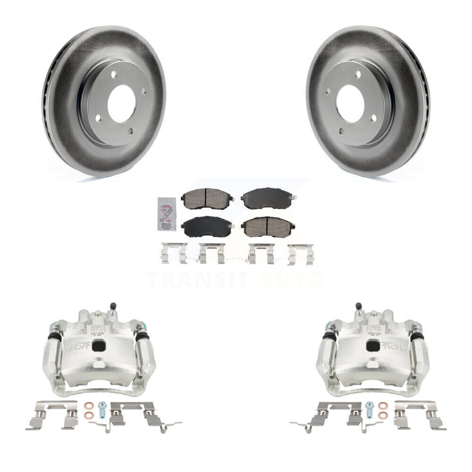 Front Disc Brake Caliper Coated Rotors And Ceramic Pads Kit For Nissan Versa KCG-100051N