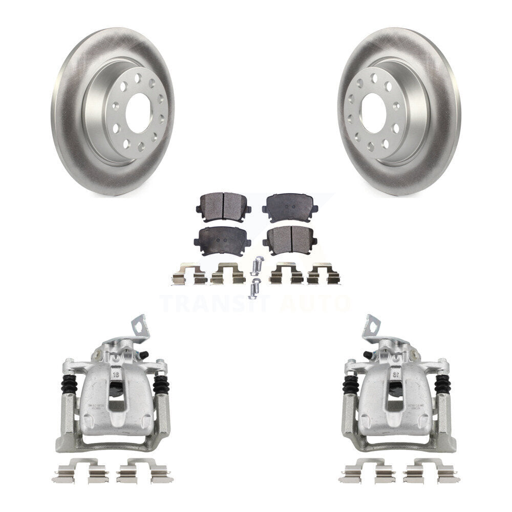 Rear Disc Brake Caliper Coated Rotors And Semi-Metallic Pad Kit For Volkswagen CC Passat KCG-100051P