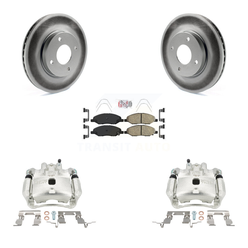Front Disc Brake Caliper Coat Rotors & Ceramic Pad Kit For 2008 Nissan Versa 4-Wheel ABS KCG-100052N