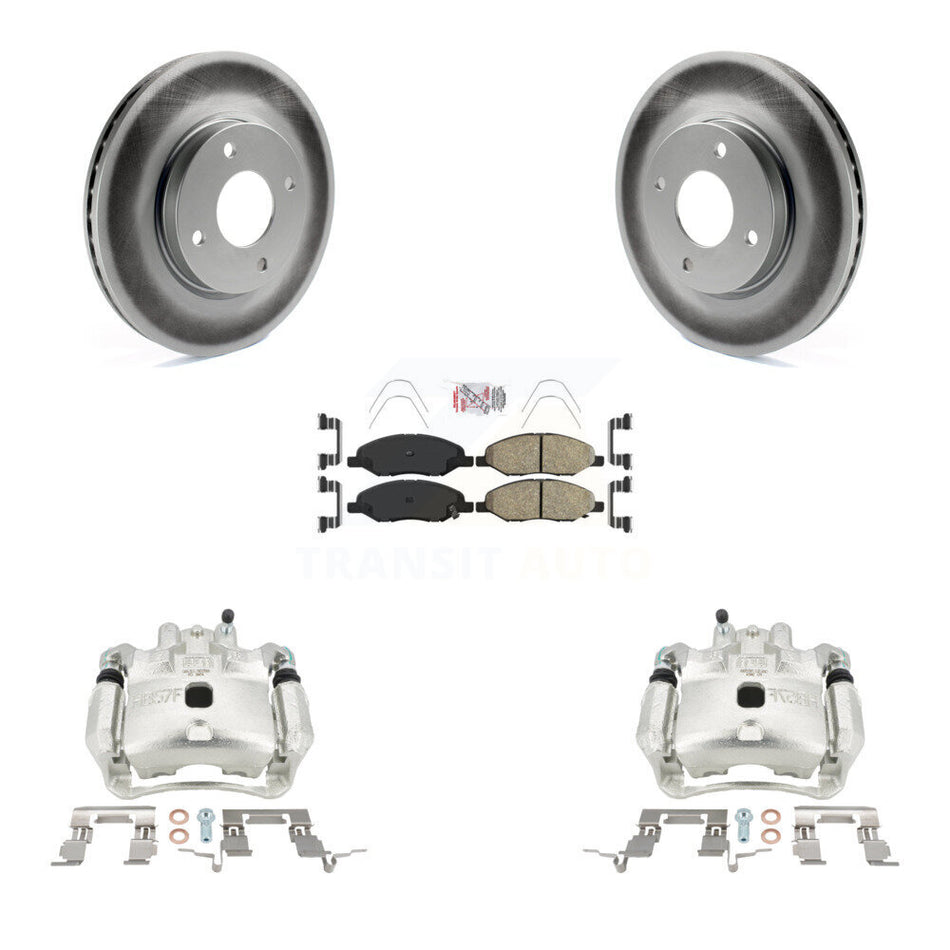 Front Disc Brake Caliper Coat Rotors & Ceramic Pad Kit For 2008 Nissan Versa 4-Wheel ABS KCG-100052N