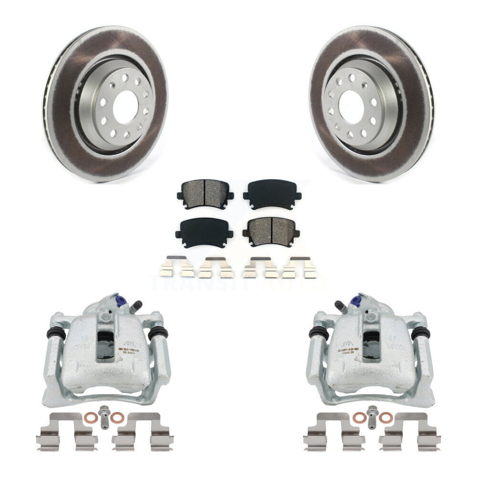 Rear Disc Brake Caliper Coated Rotors And Semi-Metallic Pads Kit For Volkswagen CC Passat KCG-100052S