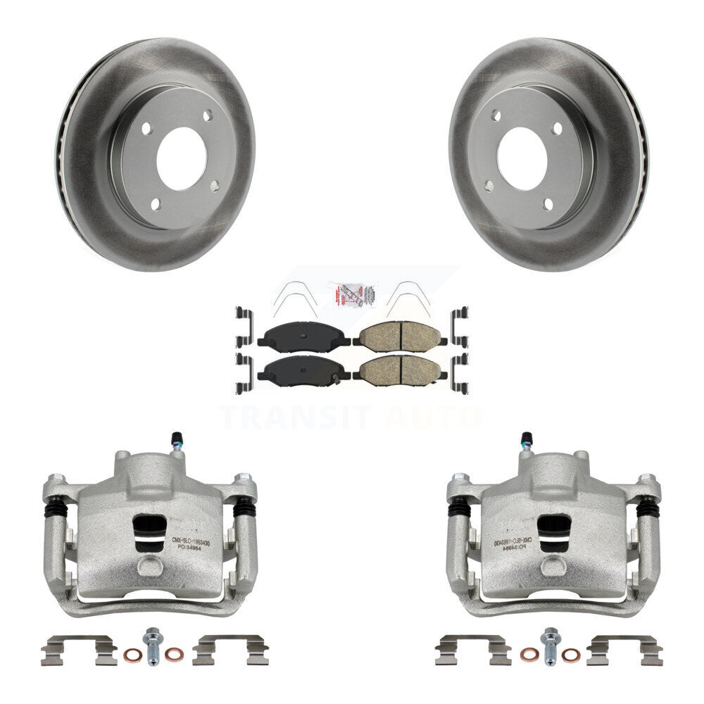 Front Disc Brake Caliper Coat Rotors And Ceramic Pad Kit For 2009-2011 Nissan Versa 1.6L KCG-100053N