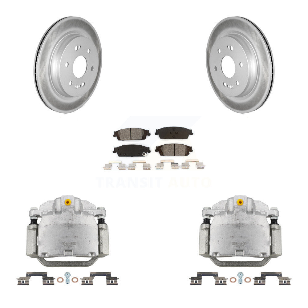 Rear Brake Caliper Coat Rotors Semi-Metallic Pad Kit For Chevrolet Silverado 1500 LD GMC KCG-100053S