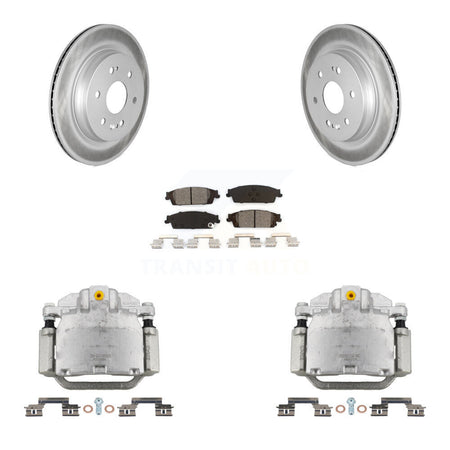 Rear Brake Caliper Coat Rotors Semi-Metallic Pad Kit For Chevrolet Silverado 1500 LD GMC KCG-100053S