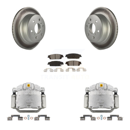 Rear Brake Caliper Coat Rotors Semi-Metallic Pad Kit For GMC Chevrolet Sierra 1500 Tahoe KCG-100054S