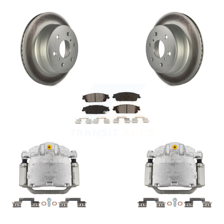 Rear Brake Caliper Coat Rotors Semi-Metallic Pad Kit For GMC Chevrolet Sierra 1500 Tahoe KCG-100054S