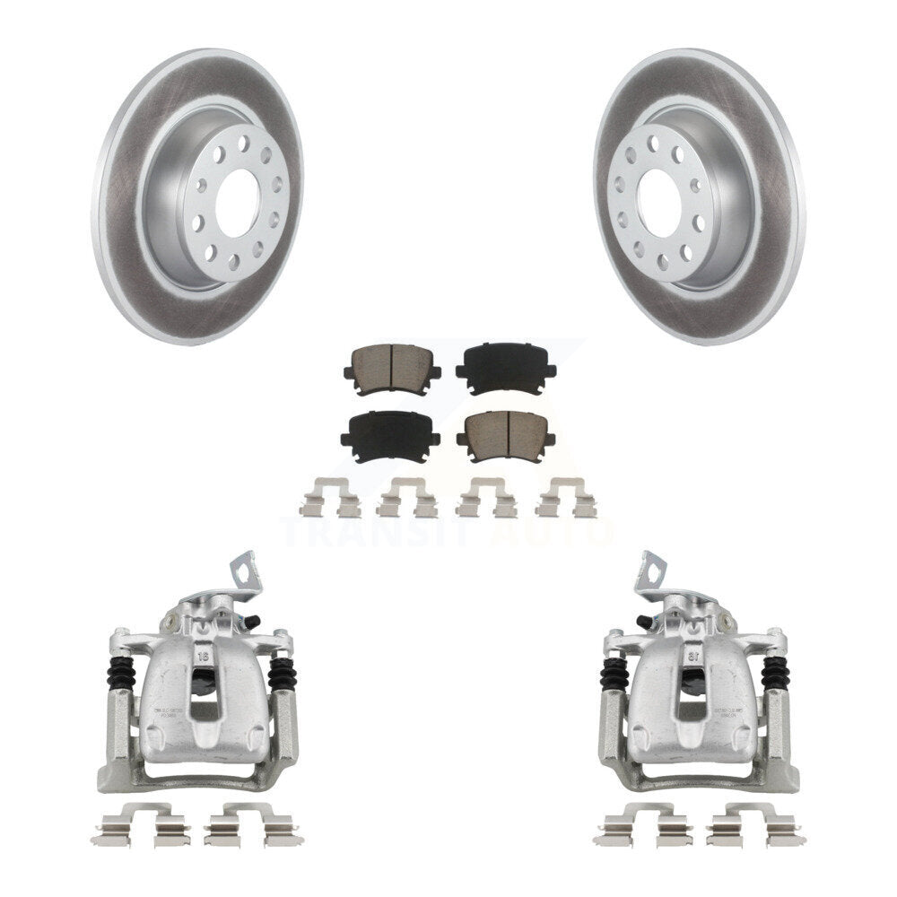 Rear Disc Brake Caliper Coated Rotor And Ceramic Pad Kit For 2008 Volkswagen Passat 2.0L KCG-100056C