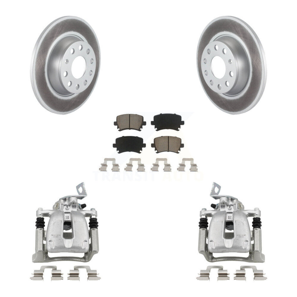 Rear Disc Brake Caliper Coated Rotor And Ceramic Pad Kit For 2008 Volkswagen Passat 2.0L KCG-100056C