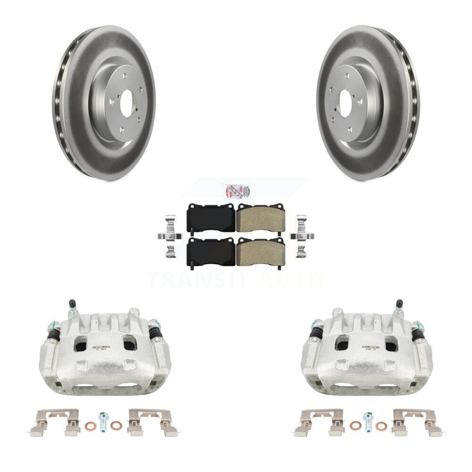 Front Disc Brake Caliper Coated Rotors And Semi-Metallic Pads Kit For Subaru Impreza WRX KCG-100056N