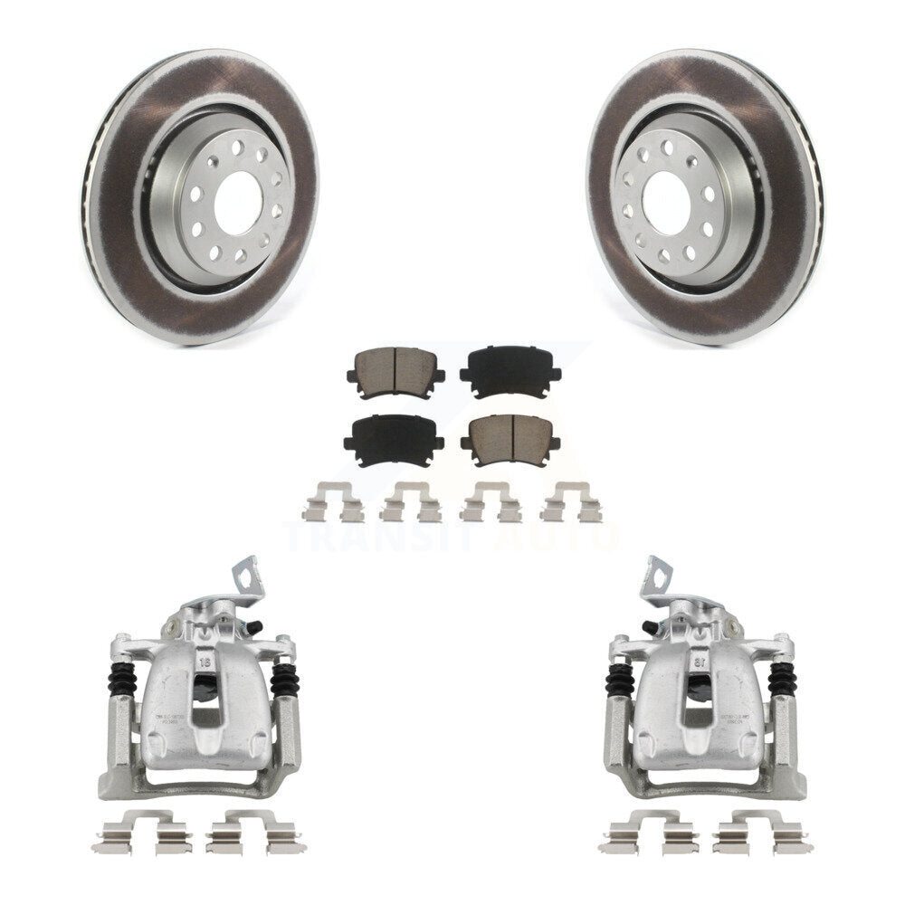 Rear Disc Brake Caliper Coated Rotors And Ceramic Pads Kit For 2009 Volkswagen Passat CC KCG-100057C