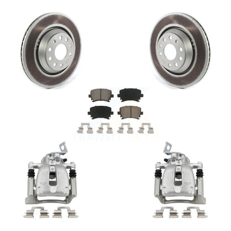 Rear Disc Brake Caliper Coated Rotors And Ceramic Pads Kit For 2009 Volkswagen Passat CC KCG-100057C