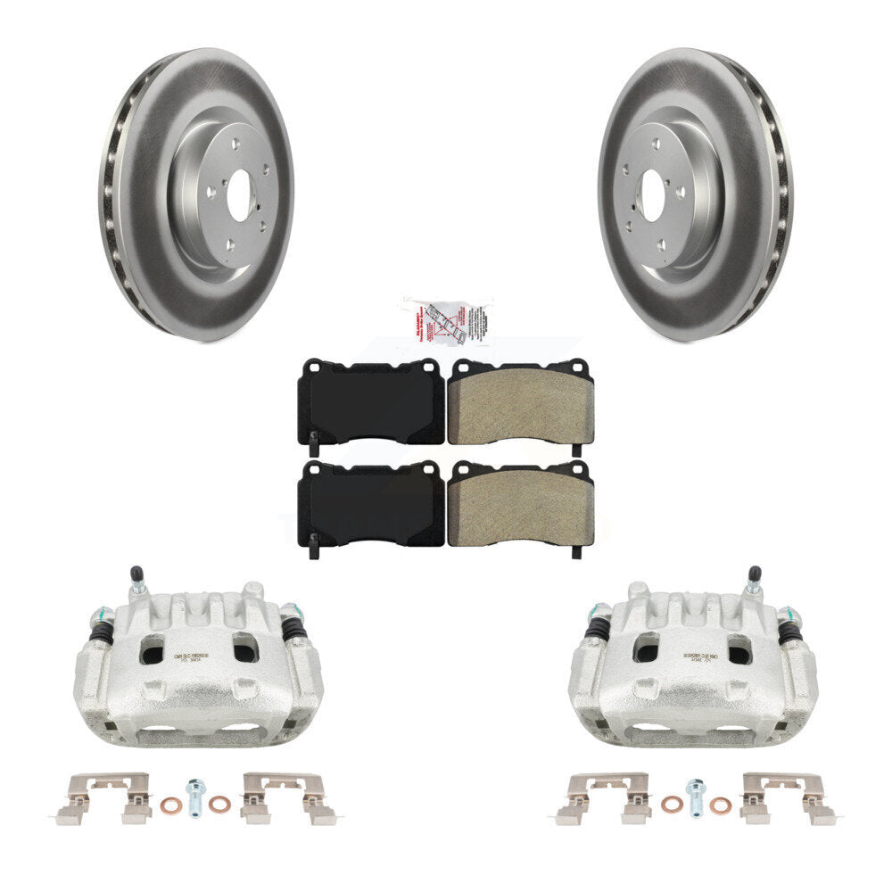 Front Disc Brake Caliper Coated Rotors And Semi-Metallic Pads Kit For Subaru Impreza WRX KCG-100057N