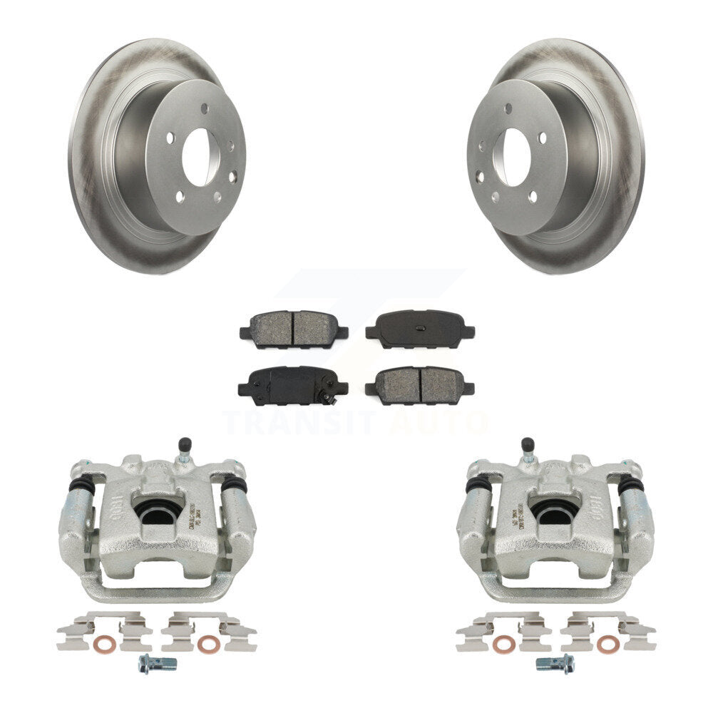 Rear Disc Brake Caliper Coated Rotors And Semi-Metallic Pads Kit For Nissan Altima Maxima KCG-100057S by Transit Auto