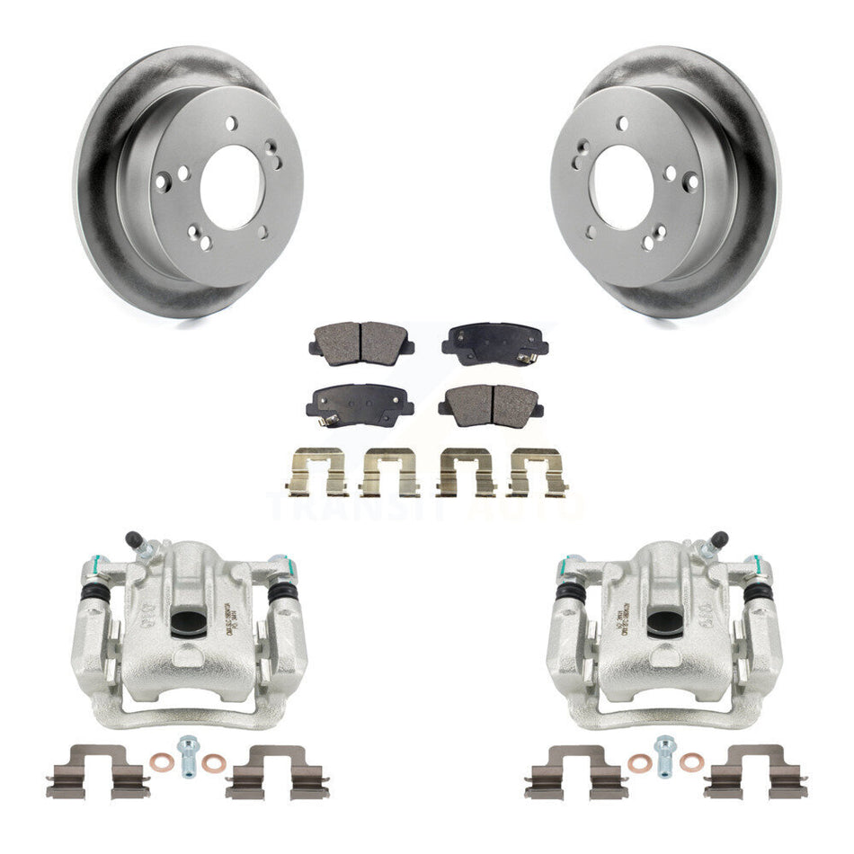 Rear Disc Brake Caliper Coated Rotors And Ceramic Pads Kit For 2009-2010 Hyundai Sonata 2.4L KCG-100057T