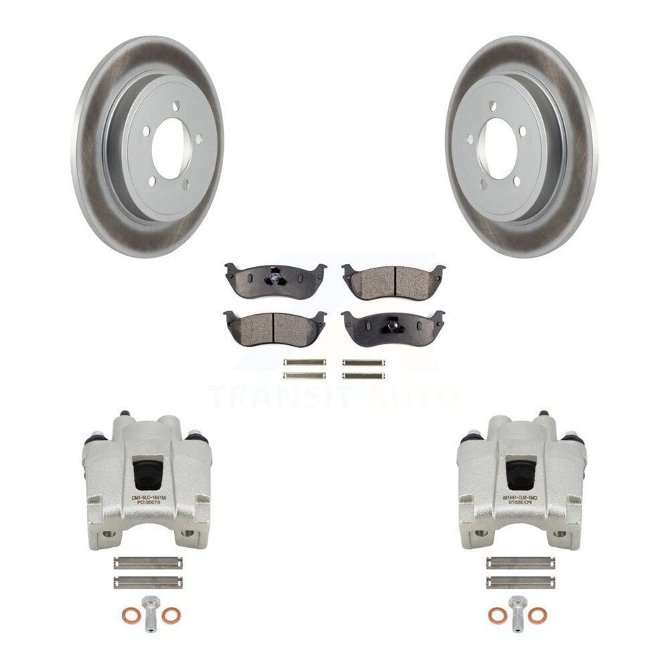 Rear Disc Brake Caliper Coated Rotors And Ceramic Pads Kit For Ford Explorer Mercury Mountaineer KCG-100060T