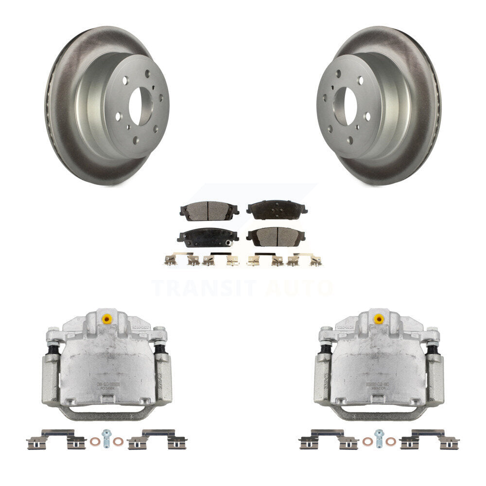 Rear Brake Caliper Coat Rotors Semi-Metallic Pad Kit For GMC Chevrolet Sierra 1500 Tahoe KCG-100062P