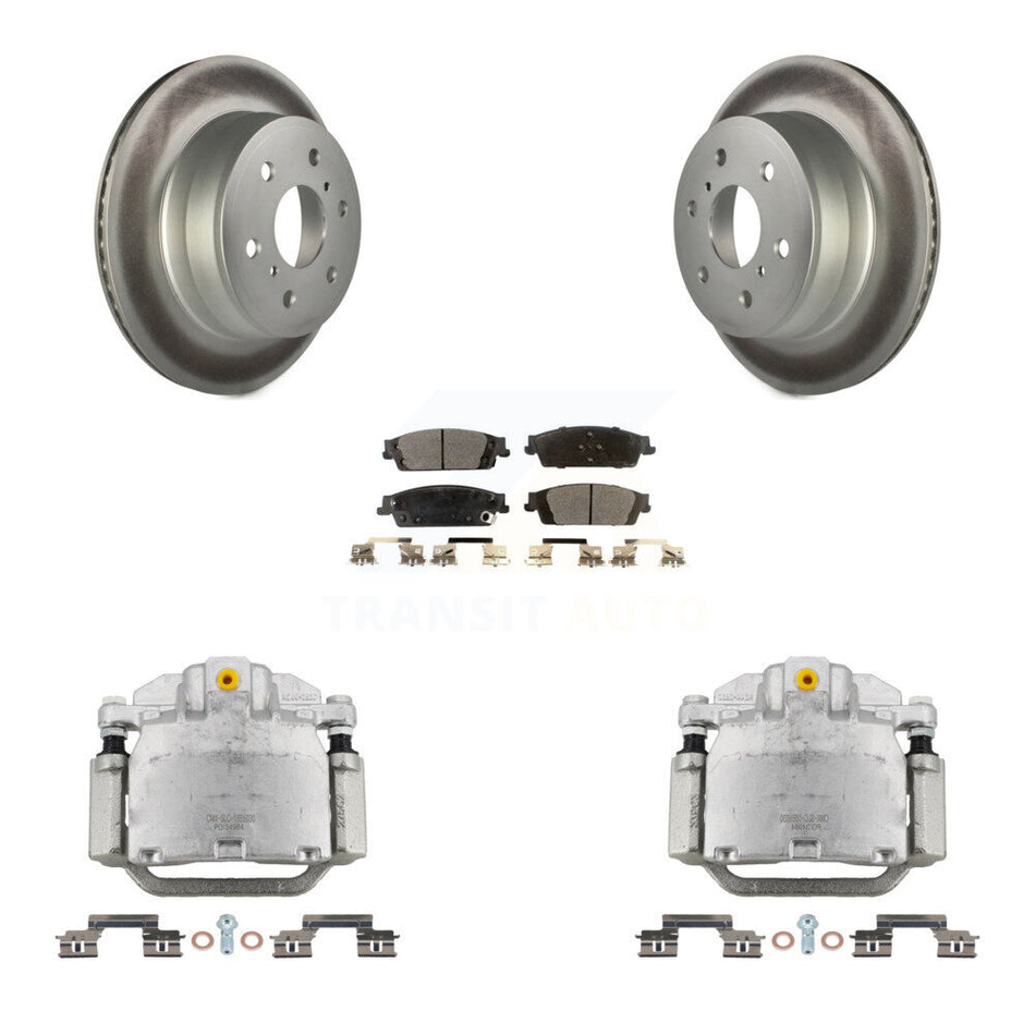 Rear Brake Caliper Coat Rotors Semi-Metallic Pad Kit For GMC Chevrolet Sierra 1500 Tahoe KCG-100062P