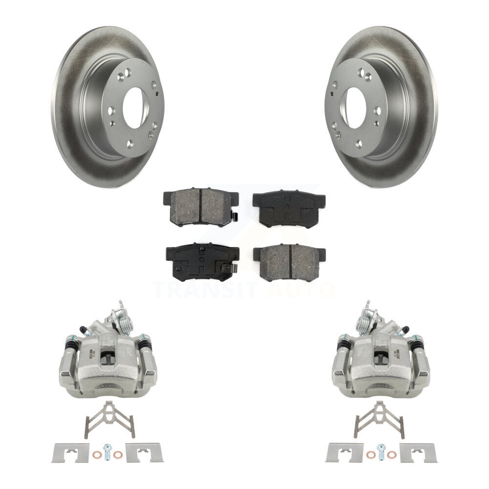 Rear Disc Brake Caliper Coat Rotors And Semi-Metallic Pad Kit For Honda Accord Acura TSX KCG-100064S