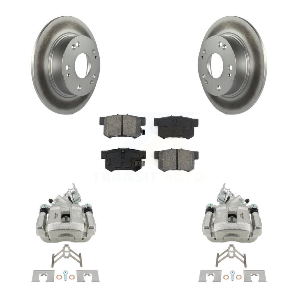 Rear Disc Brake Caliper Coat Rotors And Semi-Metallic Pad Kit For Honda Accord Acura TSX KCG-100064S
