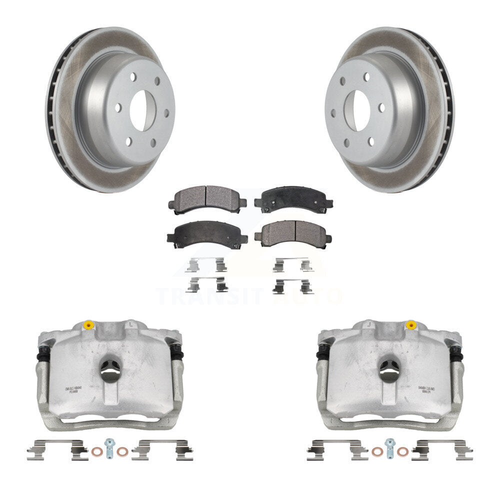 Rear Brake Caliper Coat Rotor & Ceramic Pad Kit For Chevrolet GMC Avalanche 1500 Express KCG-100064T