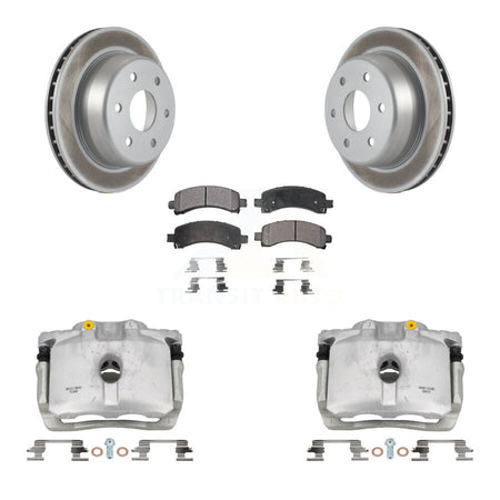 Rear Brake Caliper Coat Rotor & Ceramic Pad Kit For Chevrolet GMC Avalanche 1500 Express KCG-100064T