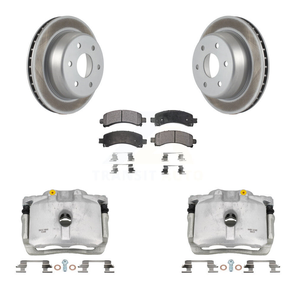 Rear Brake Caliper Coat Rotor & Ceramic Pad Kit For Chevrolet GMC Avalanche 1500 Express KCG-100064T