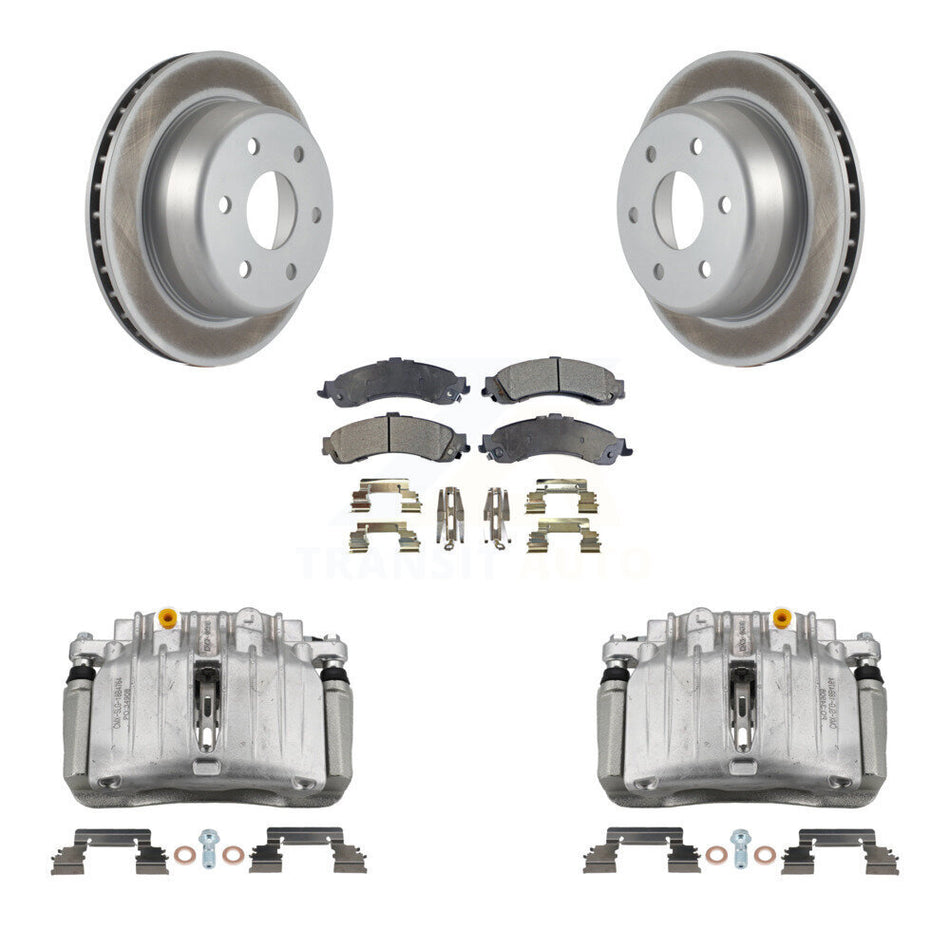 Rear Brake Caliper Coat Rotor Ceramic Pad Kit For Chevrolet Silverado 1500 GMC Avalanche KCG-100065T