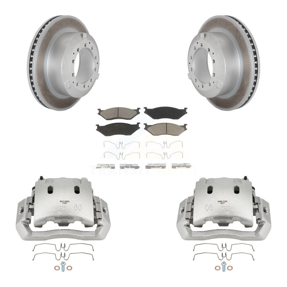 Rear Brake Caliper Coat Rotors Ceramic Pad Kit For Ford F-450 Super Duty F-550 LCF CF500 KCG-100067C