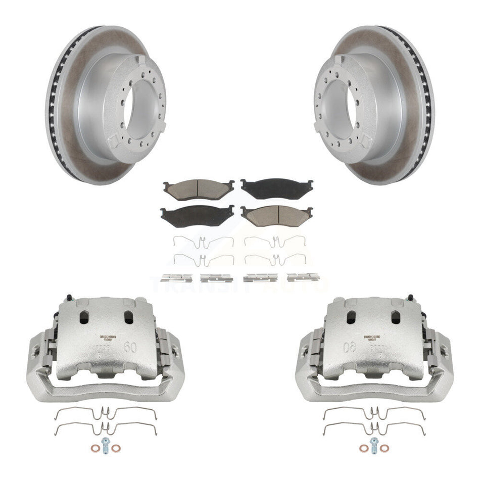 Rear Brake Caliper Coat Rotors Ceramic Pad Kit For Ford F-450 Super Duty F-550 LCF CF500 KCG-100067C