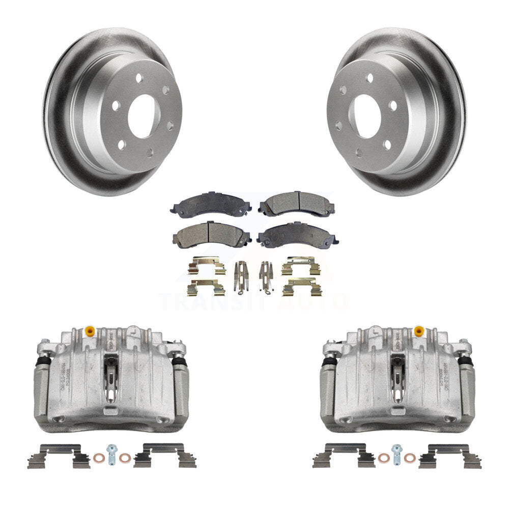 Rear Disc Brake Caliper Coat Rotors Ceramic Pad Kit For 2002 Chevrolet Suburban 1500 4WD KCG-100067T