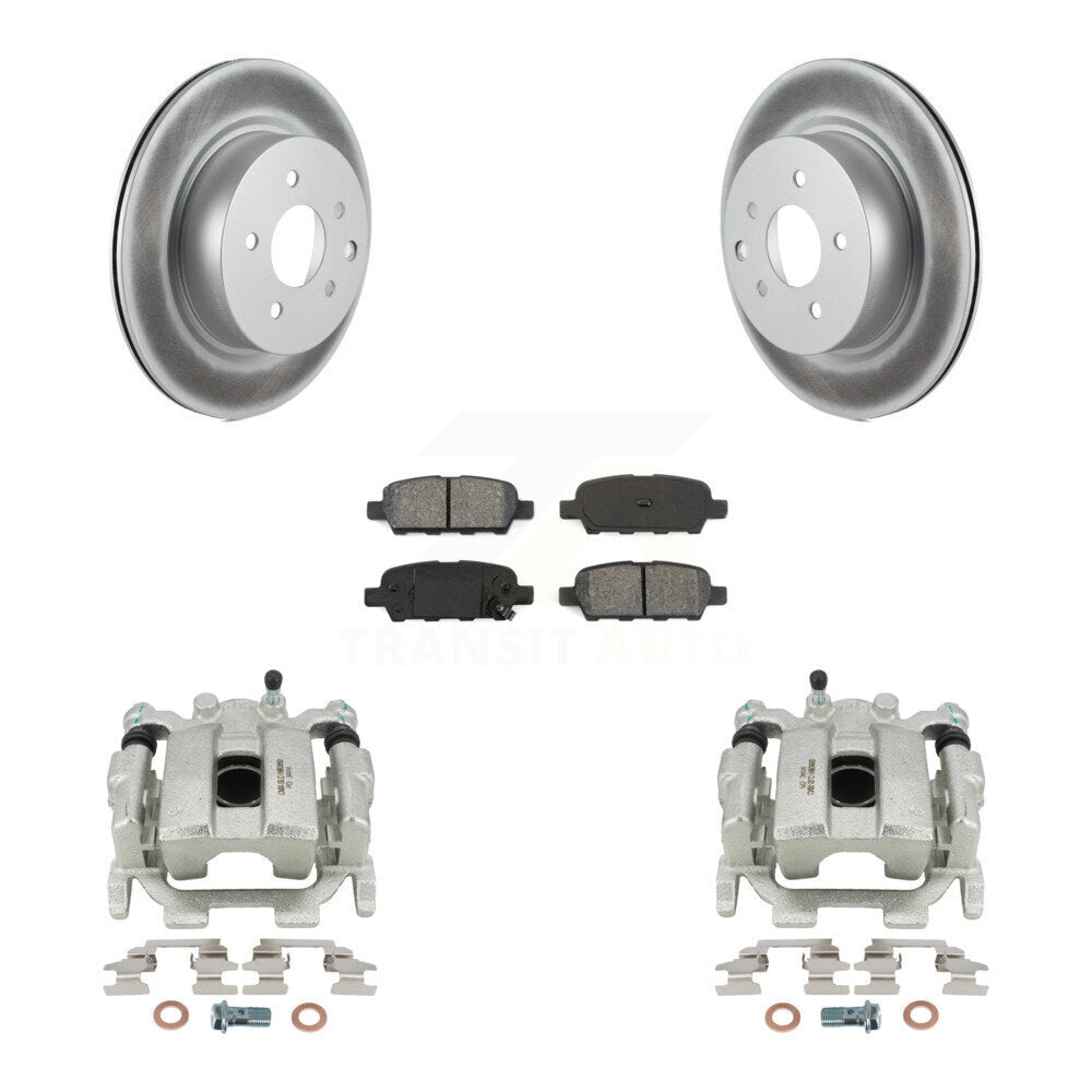 Rear Disc Brake Caliper Coated Rotors And Semi-Metallic Pads Kit For INFINITI QX50 EX35 EX37 KCG-100068S by Transit Auto