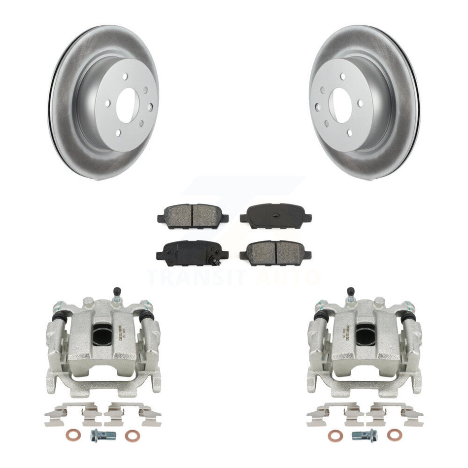 Rear Disc Brake Caliper Coated Rotors And Semi-Metallic Pads Kit For INFINITI QX50 EX35 EX37 KCG-100068S