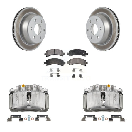 Rear Brake Caliper Coat Rotors Ceramic Pad Kit For GMC Yukon Chevrolet Tahoe XL 1500 RWD KCG-100068T