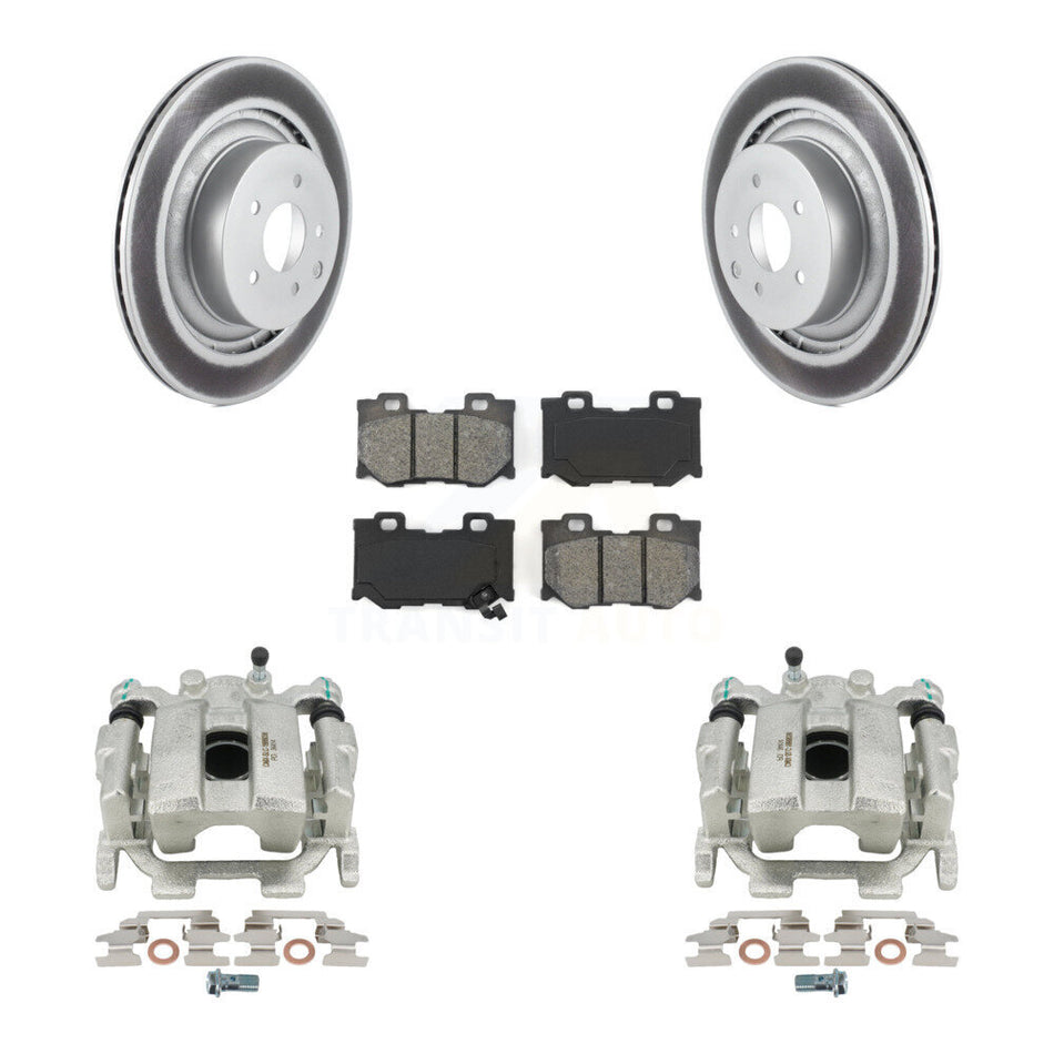 Rear Disc Brake Caliper Coated Rotors And Semi-Metallic Pads Kit For INFINITI G37 Nissan 370Z KCG-100069S
