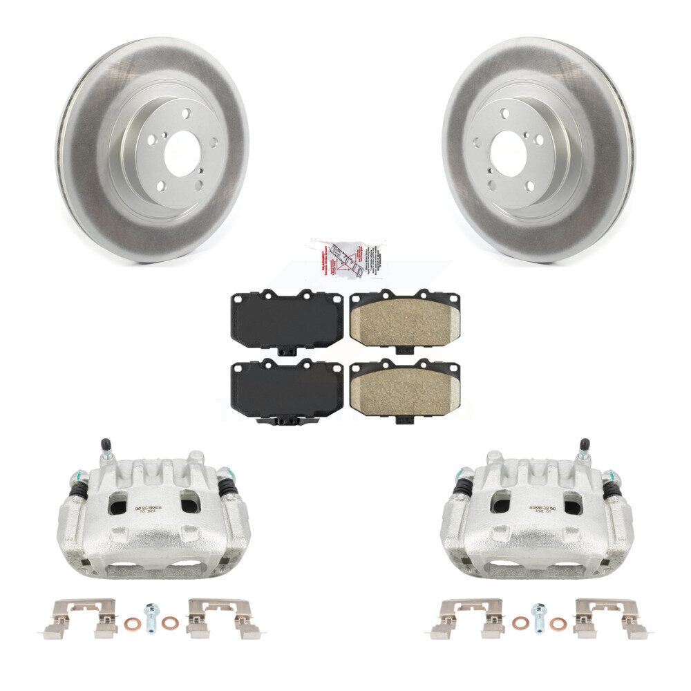 Front Disc Brake Caliper Coated Rotors And Ceramic Pads Kit For 2008 Subaru Impreza WRX KCG-100070N