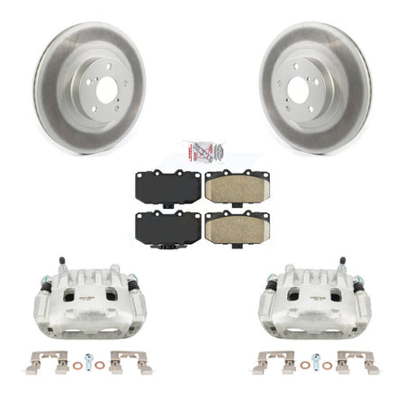 Front Disc Brake Caliper Coated Rotors And Ceramic Pads Kit For 2008 Subaru Impreza WRX KCG-100070N