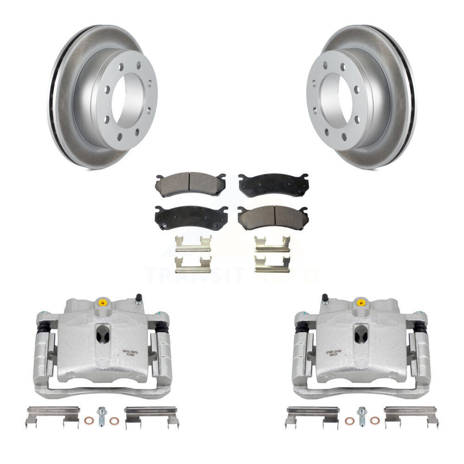 Rear Disc Brake Caliper Coated Rotors And Ceramic Pads Kit For Chevrolet Silverado 2500 HD GMC Sierra 3500 Classic Suburban Yukon XL Avalanche KCG-100070T