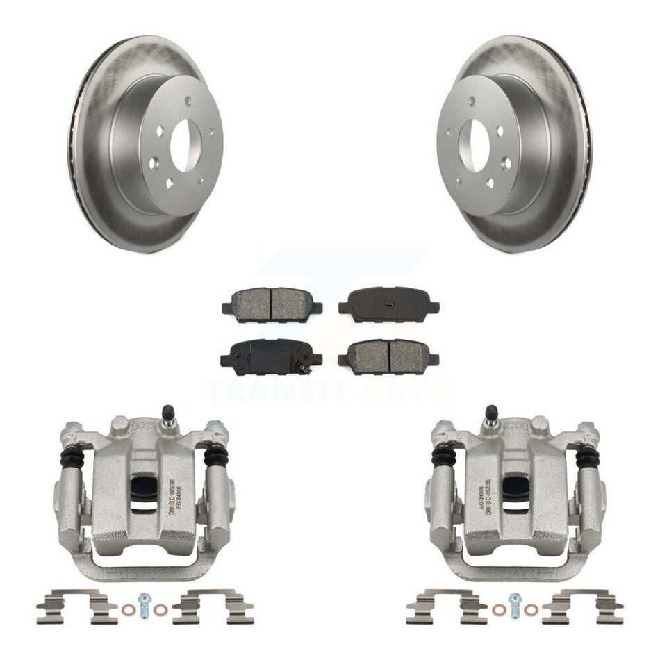 Rear Disc Brake Caliper Coated Rotors And Semi-Metallic Pads Kit For INFINITI G35 KCG-100071S
