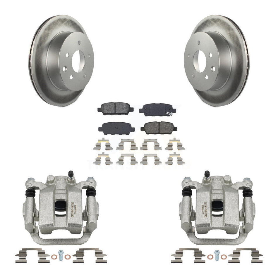 Rear Disc Brake Caliper Coated Rotors And Semi-Metallic Pads Kit For INFINITI G35 KCG-100071S