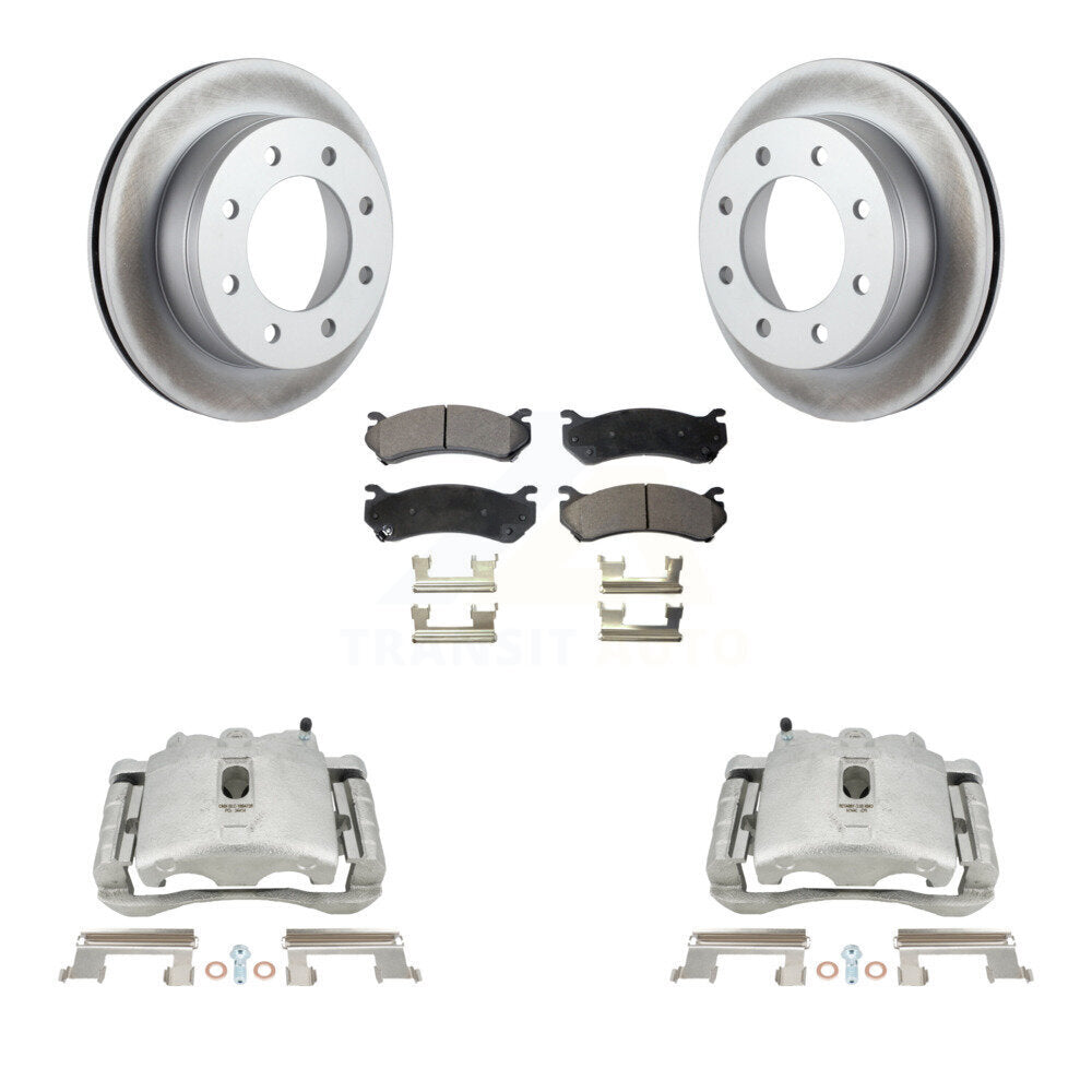 Rear Disc Brake Caliper Coated Rotors And Ceramic Pads Kit For Chevrolet Silverado 2500 HD GMC Sierra Hummer H2 1500 Suburban Yukon XL Avalanche Classic KCG-100071T by Transit Auto