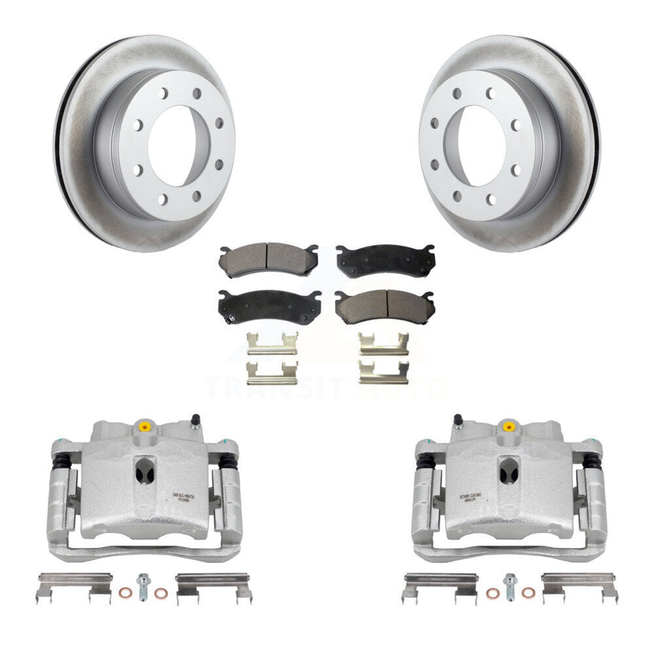 Rear Disc Brake Caliper Coated Rotors And Ceramic Pads Kit For Chevrolet Silverado 2500 HD GMC Sierra Hummer H2 1500 Suburban Yukon XL Avalanche Classic KCG-100071T