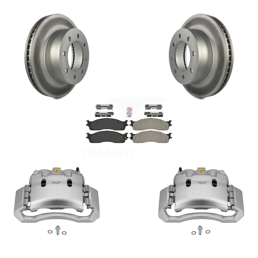 Front Disc Brake Caliper Coat Rotor & Semi-Metallic Pad Kit For Dodge Ram 1500 3500 2500 KCG-100072N