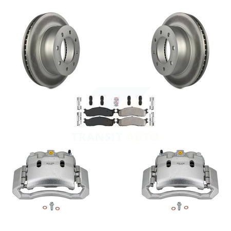 Front Disc Brake Caliper Coat Rotor & Semi-Metallic Pad Kit For Dodge Ram 1500 3500 2500 KCG-100073N